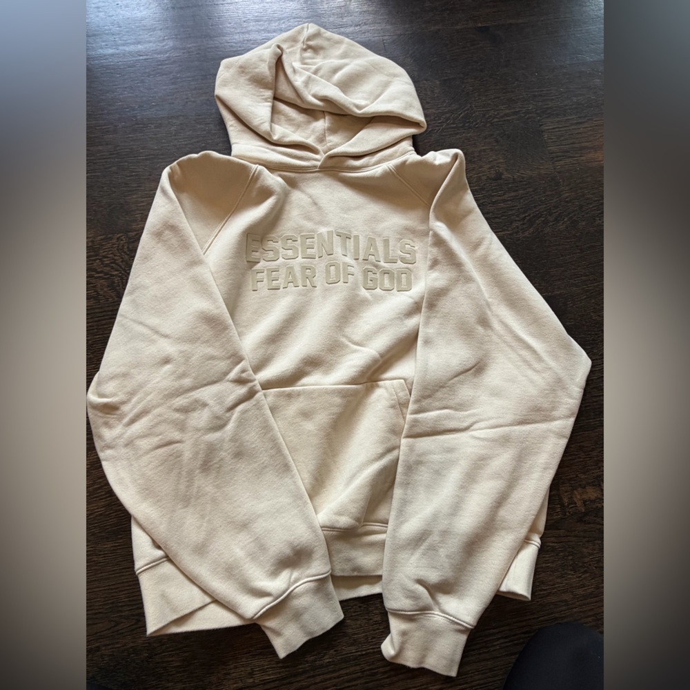 Essentials Embossed Hoodie in Beige by Essentials